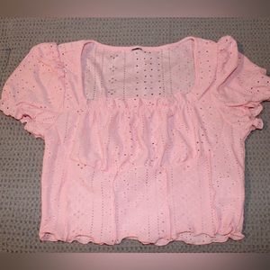 Pink Square Neck Cropped Top